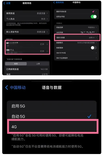 白马井镇苹果手机维修分享iPhone14如何切换4G/5G? iPhone14 5G网络切换方法 