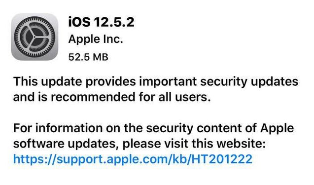 白马井镇苹果手机维修分享iOS12.5.2发布，建议所有老苹果用户安装 
